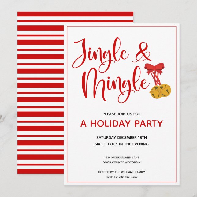 Invitation Red Jingle et Mingle Fête (Devant / Derrière)