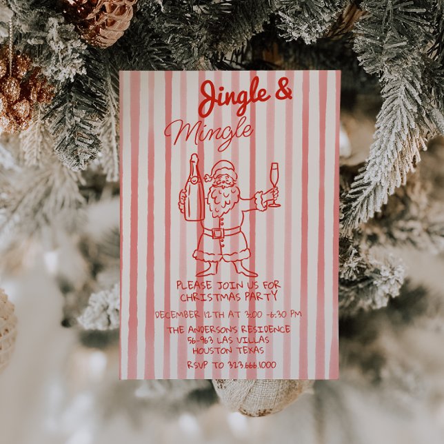 Invitation Red Jingle & Mingle Christmas Santa Claus Party (Créateur téléchargé)