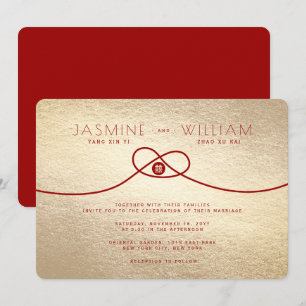 Invitation Red Knot Union Double Bonheur Mariage chinois