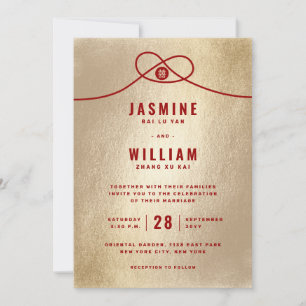 Invitation Red Knot Union Double Bonheur Mariage chinois