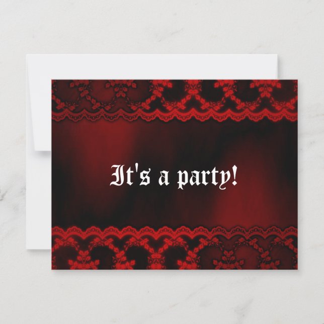 Invitation Red Lace Vampire Goth Bachelorette Party (Devant)