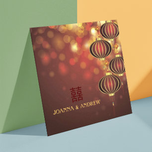 Invitation Red Lanterns Double Bonheur Mariage chinois