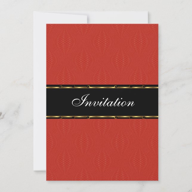 Invitation Red Lanterns Gold Black Anniversaire (Devant)