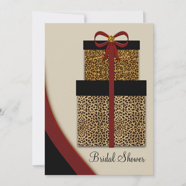 Invitation Red Leopard Cadeaux Leopard Fête des mariées (Devant)