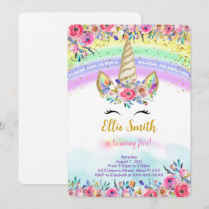 Invitation Red Magical Unicorn