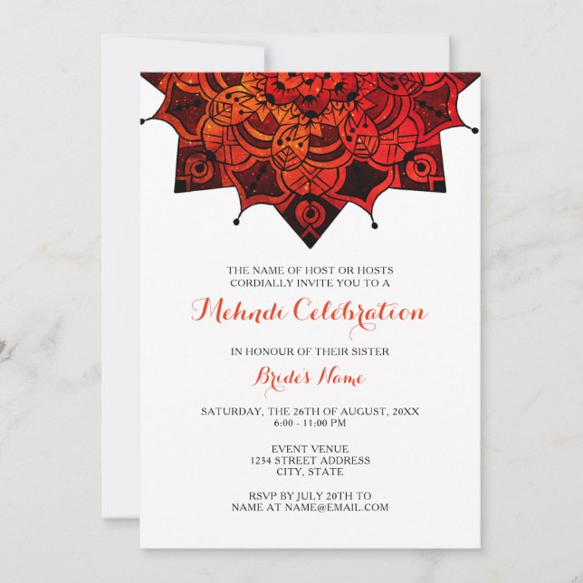 Invitation Red Mandala Mehndi (Devant)