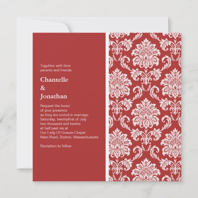 Invitation Red Mariage damassé (Devant)