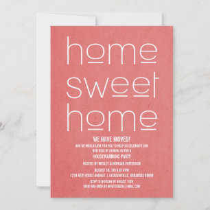 Invitation Red Modern Sweet Home Fête de réchauffement ménage