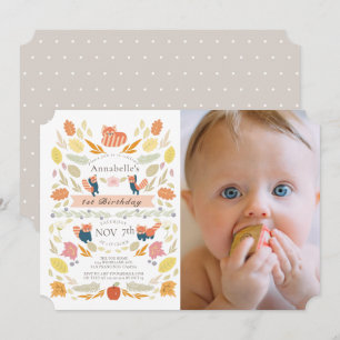 Invitation Red Panda Autumn Folio Photo 1er anniversaire