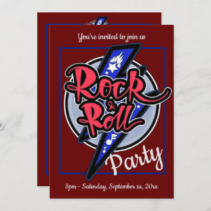 Invitation Red Party Rock & Roll Lightning