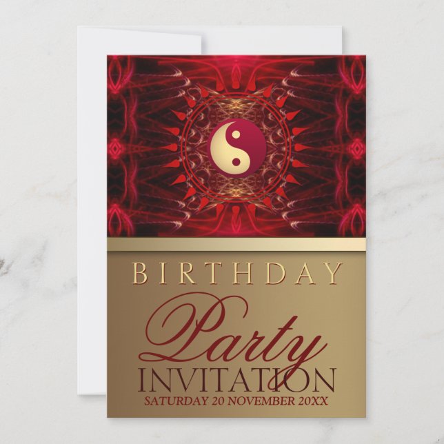 Invitation Red Passion Nouvel Âge Fête Anniversaire Invitatio (Devant)