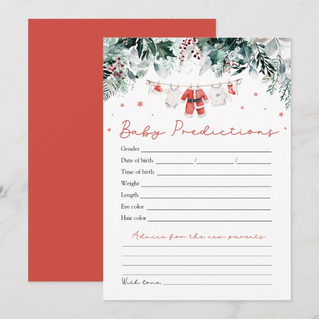 Invitation Red Père Noël Baby Christmas Baby Prediction Jeu (Devant / Derrière)