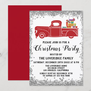 Invitation Red Père Noël Cadeaux Fête de Noël Argent