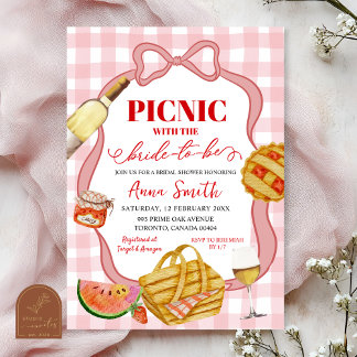 Invitation Red Pink Italian Picnic That's Amore Bridal Shower
