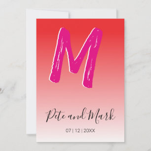 Invitation Red Pink Simple Monogramme Nouveau Mariage Epic