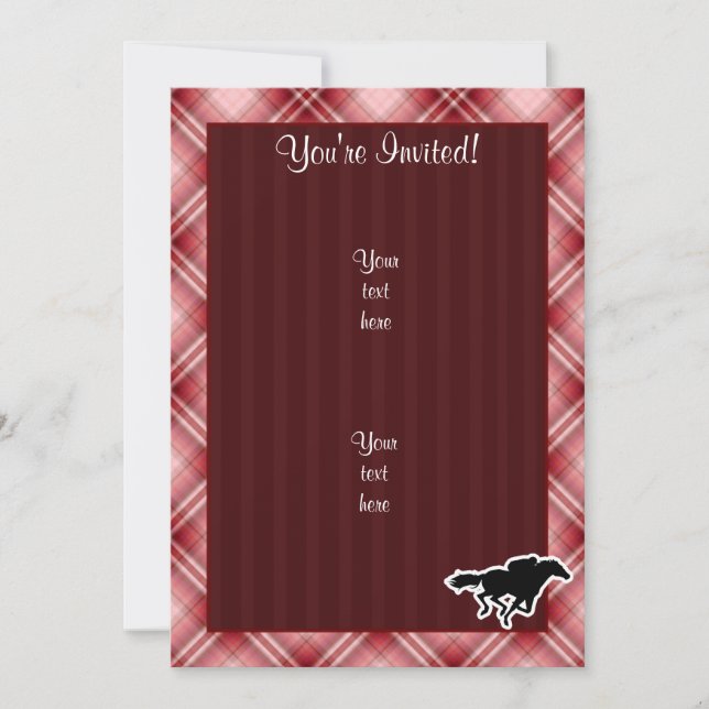 Invitation Red Plaid Horse Racing (Devant)