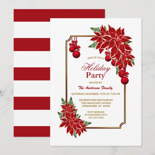 Invitation Red Poinsettia (Devant / Derrière)