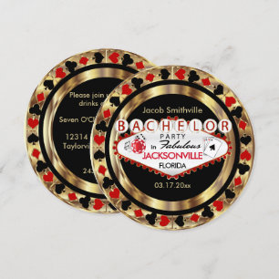 Invitation Red Poker Chip Bachelor Party - do-it-yourself Vil