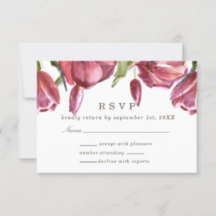 Invitation Red Poppies Élégant Formel Mariage Réponse Rsvp