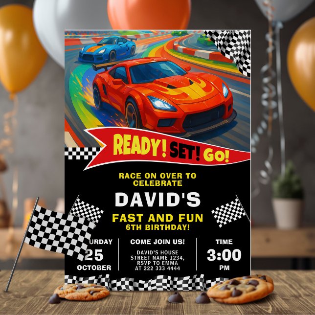 Invitation Red Race Car fête d'anniversaire (Créateur téléchargé)