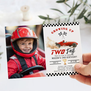 Invitation Red race Car Grosse deux photo rapide Anniversaire