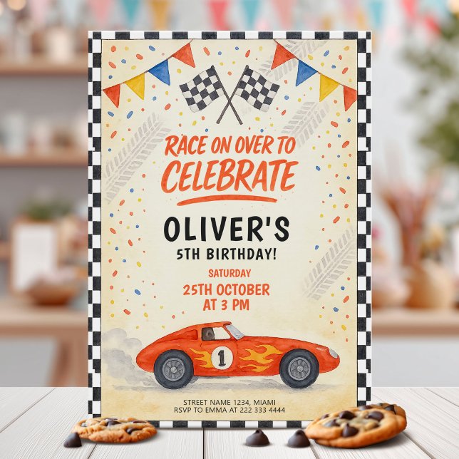 Invitation Red Race Car Kids Birthday (Créateur téléchargé)