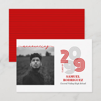 Invitation Red Retro Big Numbers Classe de photo