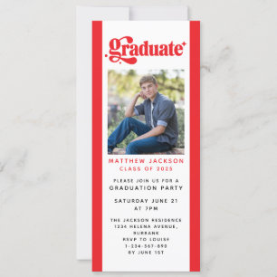 Invitation Red Retro Graduation Party Digital Evite Invita
