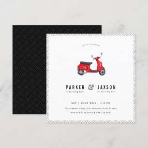 Invitation Red Retro Scooter Thème Jour d'anniversaire conjoi
