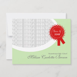 Invitation Red Ribbon Green Graduation