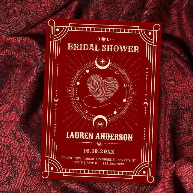 Invitation Red romance  boho mystical moon bridal shower (Créateur téléchargé)