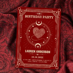 Invitation Red romance tarot boho anniversaire de lune mystiq