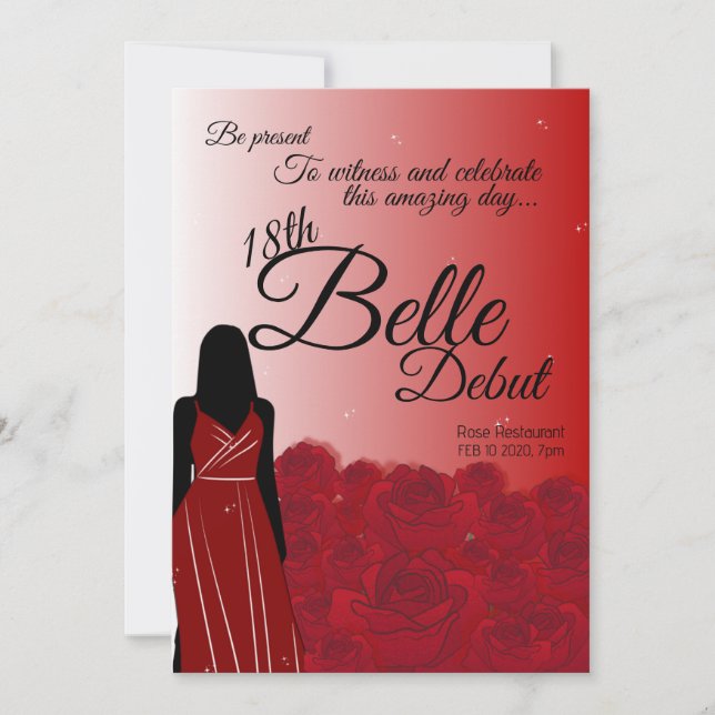 Invitation Red Rose Belle 18e Anniversaire Première Invitatio (Devant)