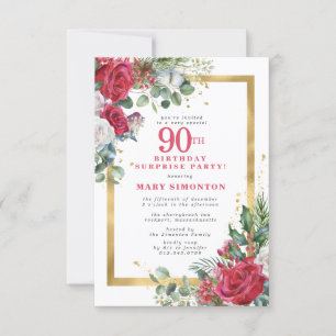 Invitation Red Rose Holly 90e Surprsie Party