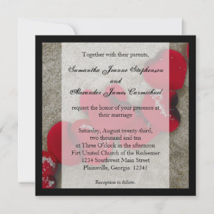Invitation Red Rose Petals sur Sand Beach Mariage