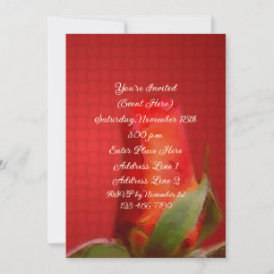 Invitation Red Rosebud Floral Art Party