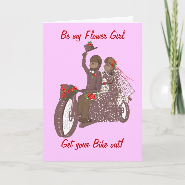Invitation Red Roses Biker / Motorcycle Mariage Card, Produit (Devant)