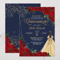 Red Roses Gold Beauté & la Bête Quinceañera