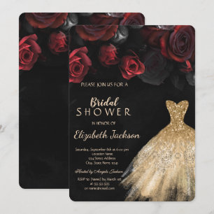 Invitation Red Roses Gold Parties scintillant robe Fête des m