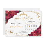 Red Roses & Gold Quinceañera Enregistrer La Date