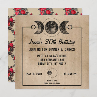 Invitation Red Roses New Age Cool gothique Anniversaire Invit