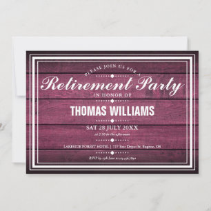 Invitation Red Rustic Barn Wood Retraite Party