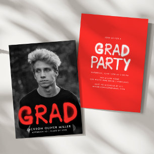 Invitation Red Spray Paint Photo Graduation Party