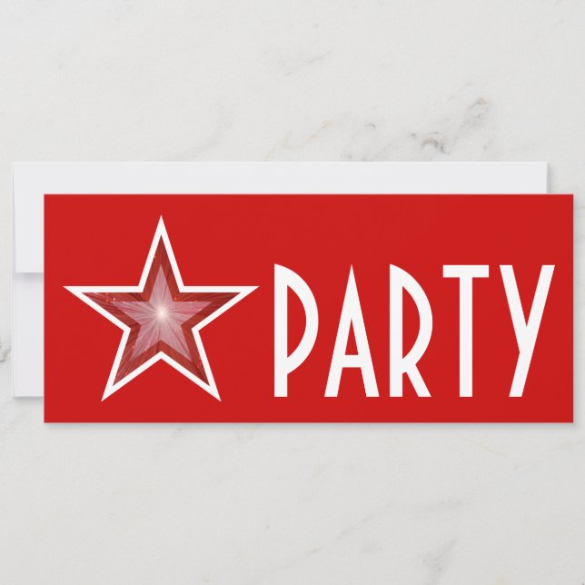 Invitation Red Star 'PARTY' rouge long (Devant)