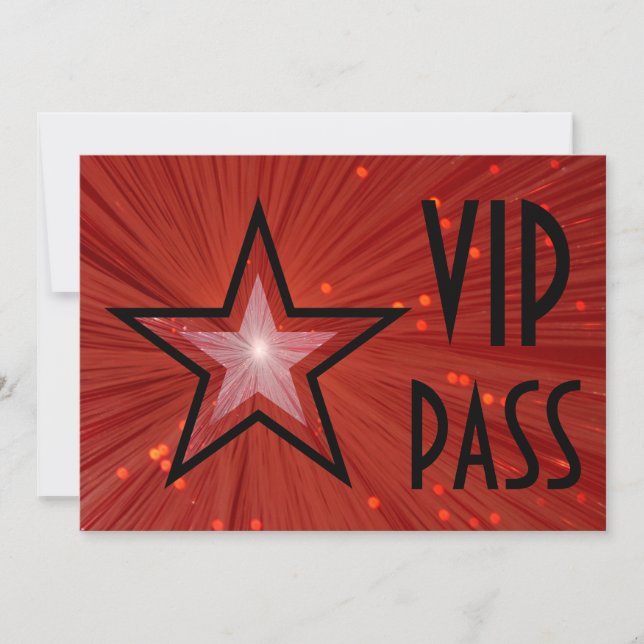 Invitation Red Star 'VIP PASS' horizontal noir dos (Devant)