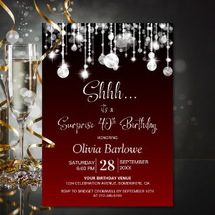 Invitation Red Surprise 40th Birthday Party