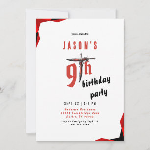 Invitation Red Sword Boy fête d'anniversaire
