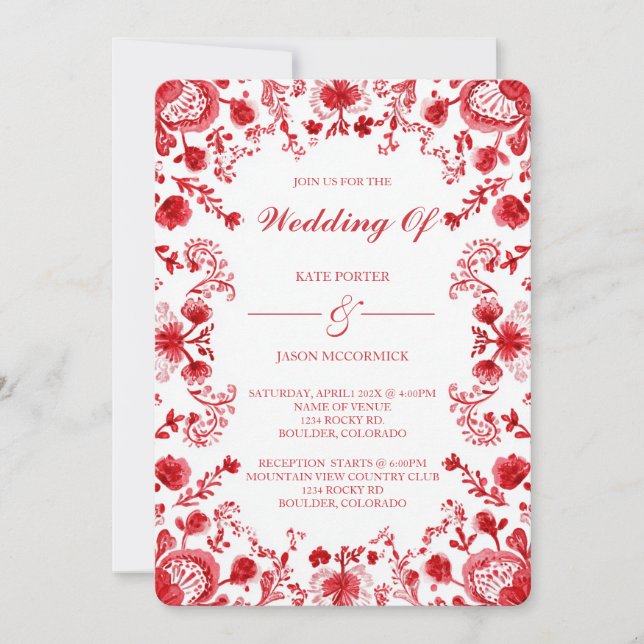 Invitation Red Talavera Wedding  (Devant)