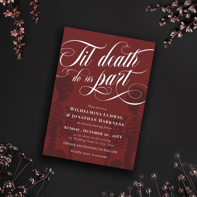 Invitation Red Til Death Do Us Part Skeleton Goth Mariage (Créateur téléchargé)