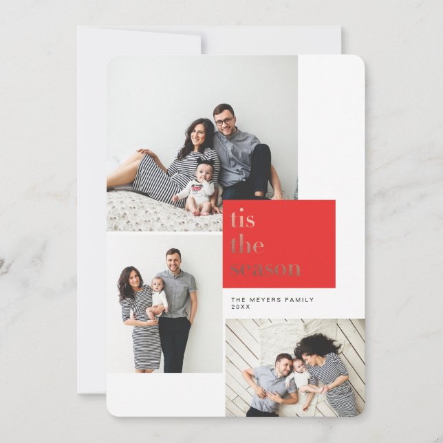 Invitation Red Tis the Season Gold Foil (Devant)
